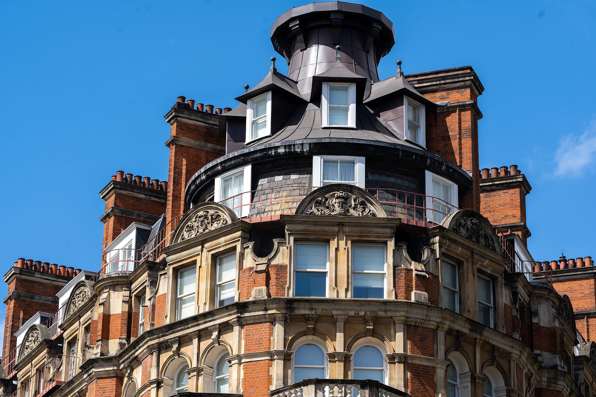 Slate roof on an older brick building