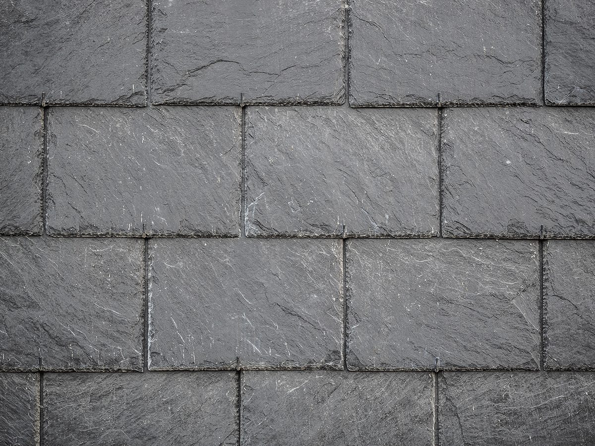Close-up of dark grey slate tiles