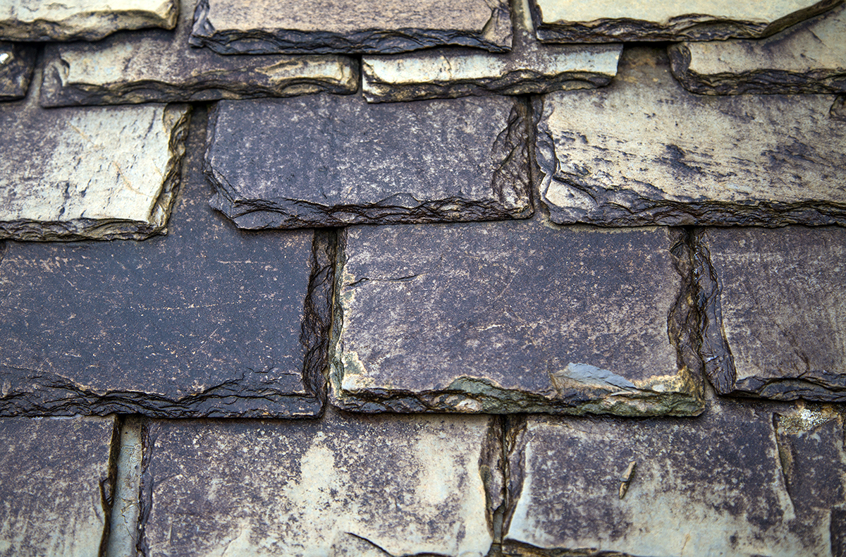 Grey stone roof covering